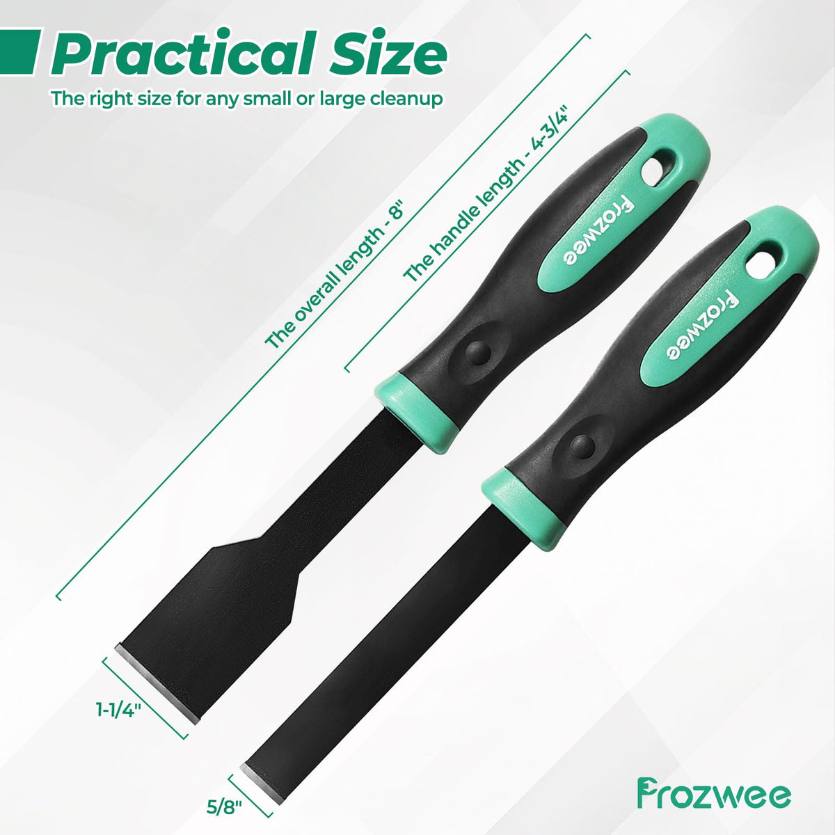 LinkMejor 2PCS Carbide Scraper Set(1-1/4" & 5/8"),Super Gasket Scraper,Green