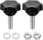 2pcs Star Clamping Knobs with Nuts Washers, M12 x 40mm Metric Zinc Plated Carbon Steel Male Thread 48mm 6-Star Plastic Head, Threaded Stud Hand Knobs Handles Thumb Screws, Black
