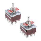 4PDT Lacthing Rocker Toggle Switch Heavy-Duty 15A 250V 12P ON/Off/ON Metal Bat 2pcs