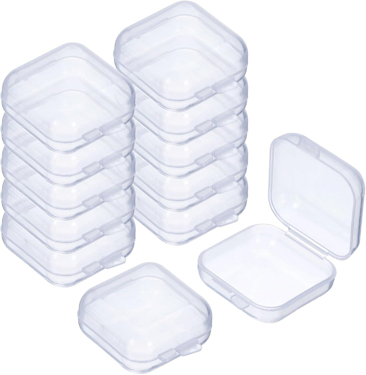 24Pcs Clear Small Plastic Beads Storage Containers with Lids, Square Anti-Oxidation Jewelry Storage Boxes for Small Items Craft, Beads, Ear Studs, Necklaces(1.4×1.38×0.79In)