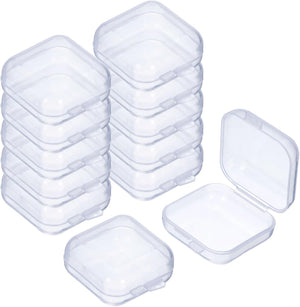24Pcs Clear Small Plastic Beads Storage Containers with Lids, Square Anti-Oxidation Jewelry Storage Boxes for Small Items Craft, Beads, Ear Studs, Necklaces(1.4×1.38×0.79In)