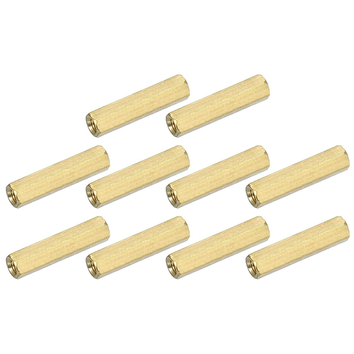 M3x0.5mm Coupling Nuts, 10 Pcs Brass Galvanized Hex Rod Coupling Nuts Threaded Rod Connectors 20mm, for Industrial Construction Fasteners, Gold