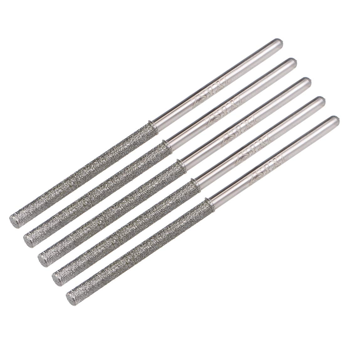 Mini Diamond Burrs Grinding Drill Bits for Rotary Tool 2.35mm Shank 2.6mm Cylindrical Ball Nose 5 Pcs
