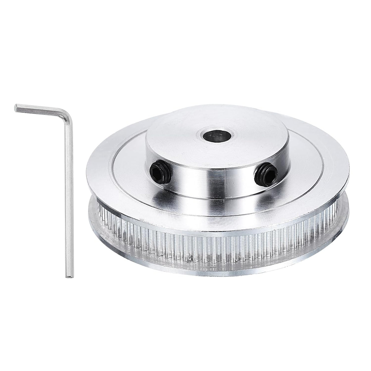 GT-2 Pulley Synchronous Wheel 80 Teeth 6.35mm Bore, Fit with 6mm Width Belt, Aluminum Alloy Timing Pulley Wheel with a Wrench for 3D Printer, CNC Machine