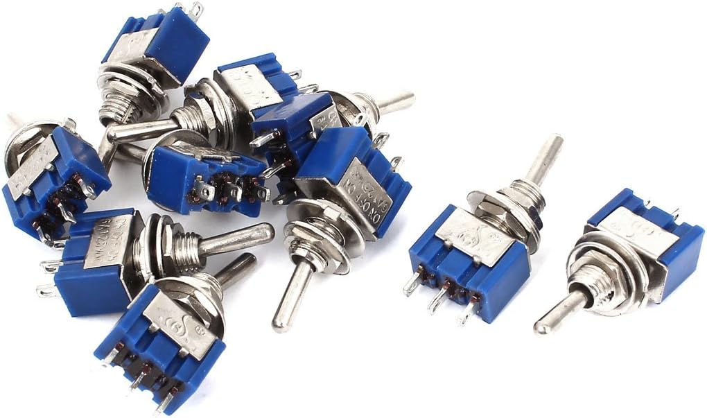AC 125V/6A 3Pin SPST 3-Position ON-OFF-ON Toggle Switch 10 Pcs
