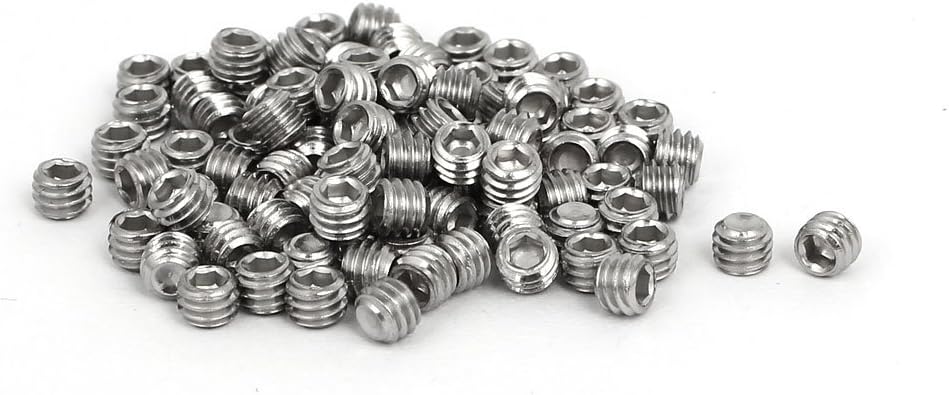 M4x3mm 316 Stainless Steel Hex Socket Cup Point Grub Set Screws 100pcs