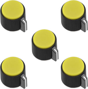 5Pcs 19x16mm Potentiometer Volume Control Rotary Knob Yellow,for 6mm Diameter Shaft Guitar Volume Knob.