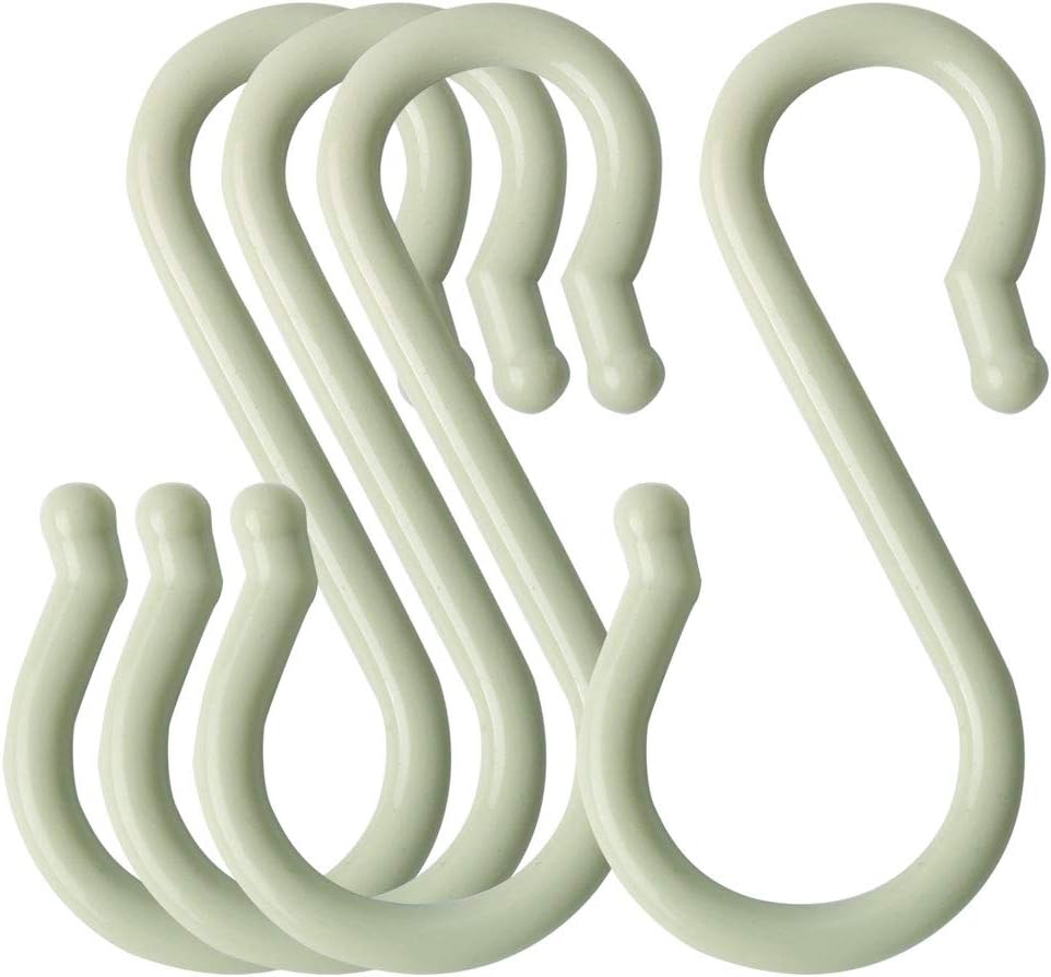 4 Pack S Shaped Hooks Plastic Hanging Use for Kitchen Bathroom Closet Hanger Pots and Pans Cups Utensils Clothes Towels Rack Light Green