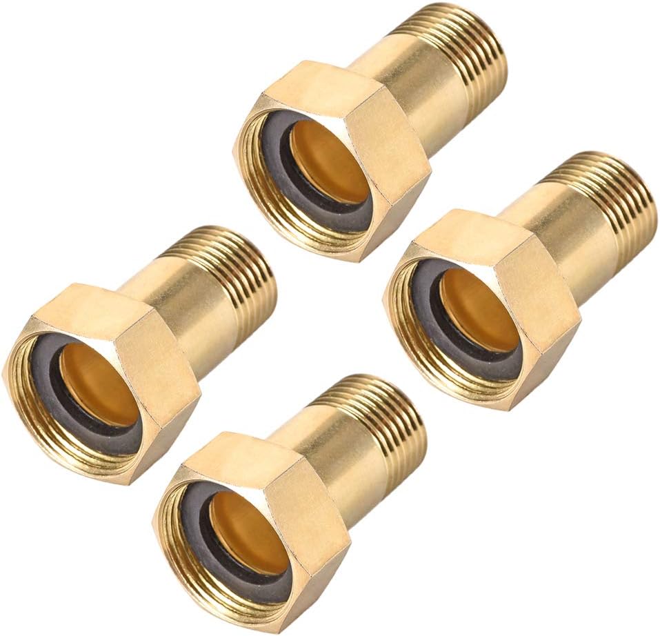 Carbon Steel Pipe Fitting, Hex Nipple, G1/2 Male x 3/4PT Female Thread Connector Couplings 46mm Length 4pcs