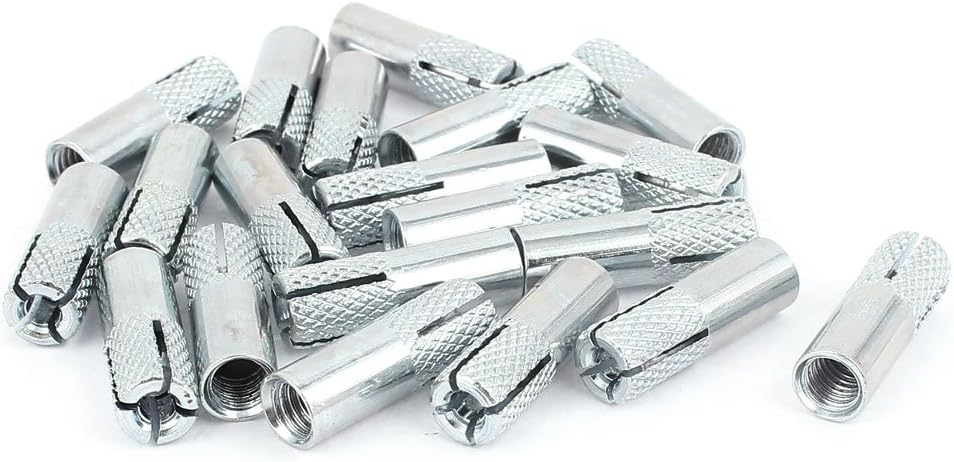 20 Pcs 25mm Long Metal M6 Threaded Expansion Bolt Sleeve Anchors Tool