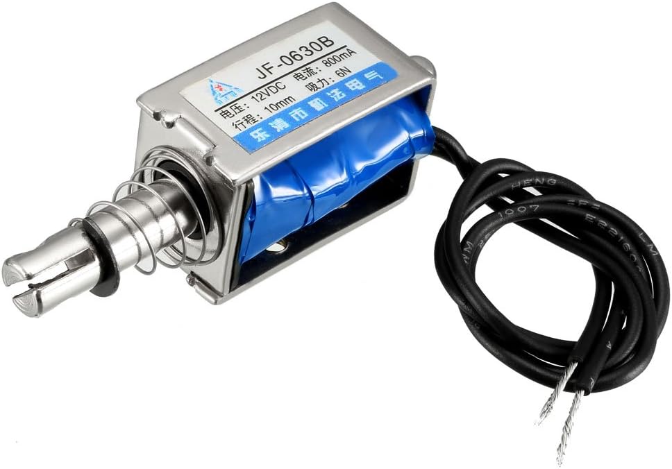 Linear Motion Solenoid Electromagnet 10mm DC12V 800mA 6N Pull Push Type Opening Frame JF-0630B