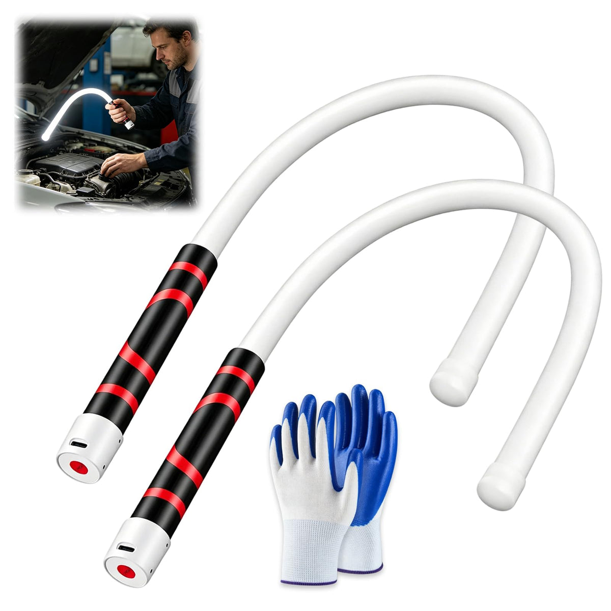 LinkMejor Bøjbar LED Flashlight Stick, 27" Op chargebar Fleksibel Arbejdslys