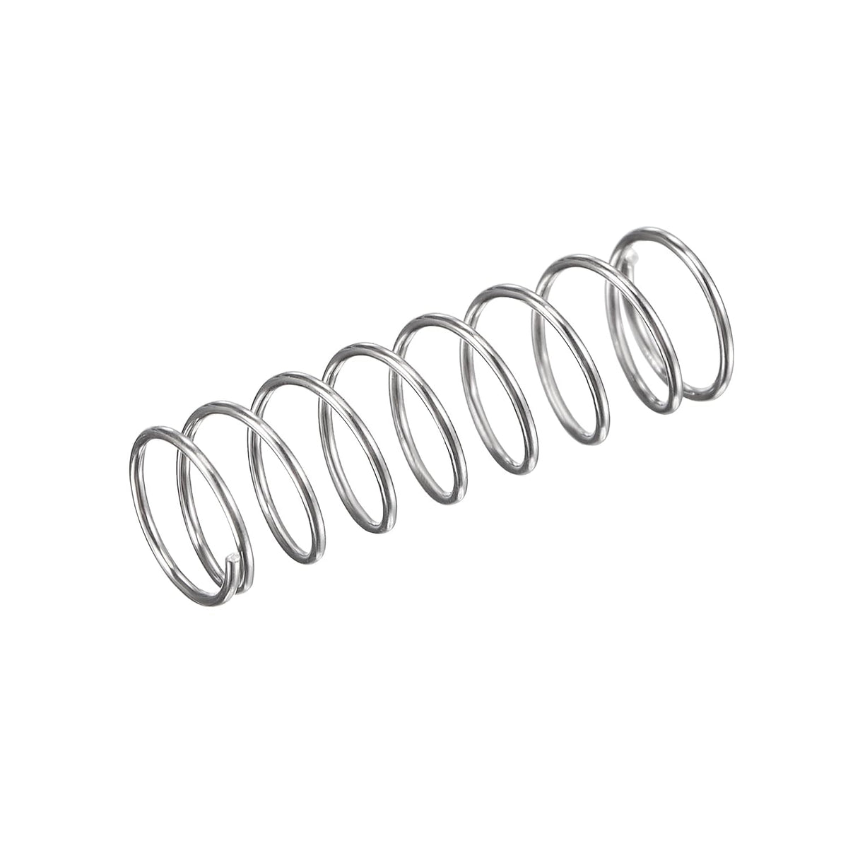 Compression Spring,304 Stainless Steel,5mm OD,0.4mm Wire Size,9mm Compressed Length,15mm Free Length,2N Load Capacity, Silver Tone,30pcs