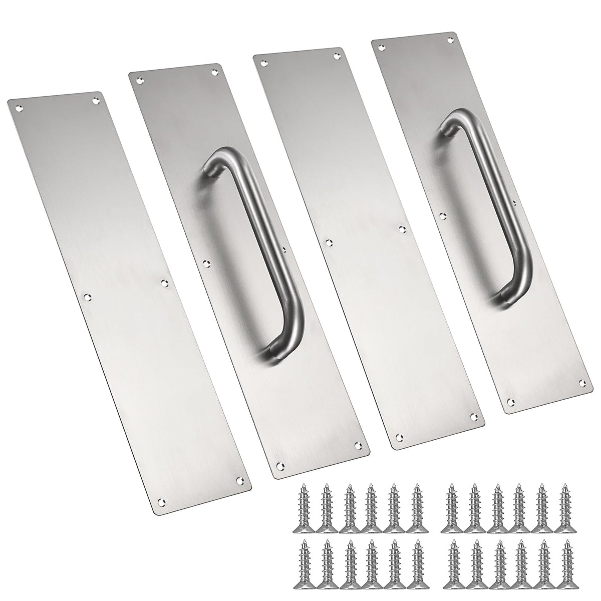 LinkMejor 2 Set 16" Stainless Steel Door Handle Pull Push Plate Handle, Silver