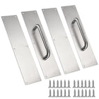 LinkMejor 2 Set 16" Stainless Steel Door Handle Pull Push Plate Handle, Silver