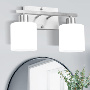 LinkMejor 2-Light Kamar Mandi Lepas Kaca Lepas Kaca Dengan Nickel Berbantam