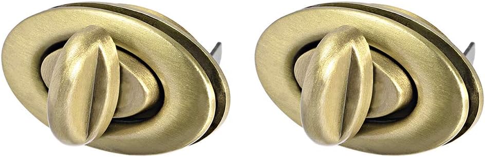 LinkMejor 2 Sets Oval Purses Twist Lock 33mm X 19mm Clutches Closures for DIY Bag Making - Brussed Brass