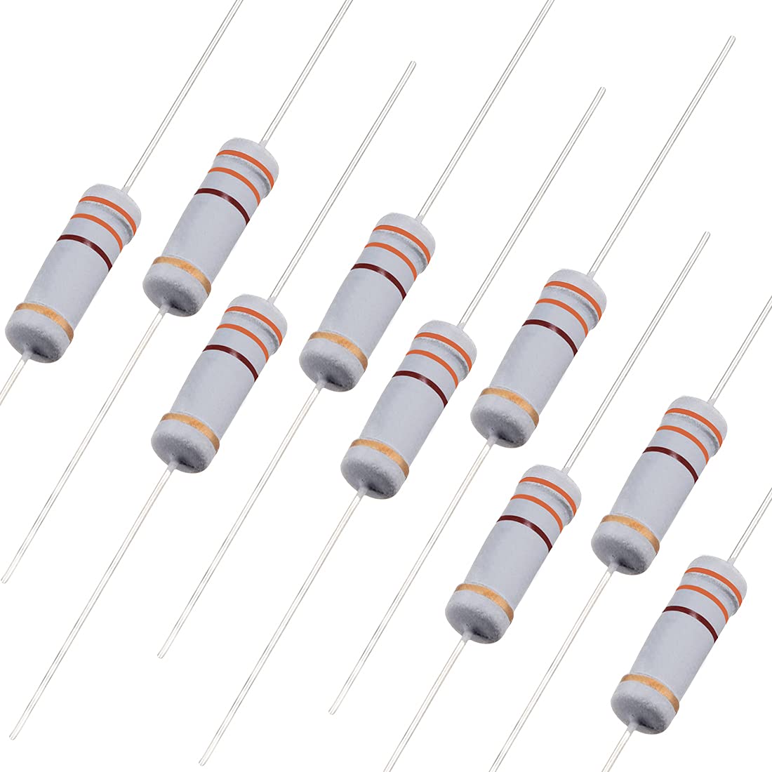 100Pcs 330 Ohm Resistor, 1W 5% Tolerance Carbon Film Resistors, 4 Bands for DIY Electronic Projects and Experiments