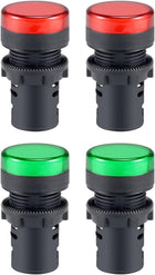 4Pcs Red Green Indicator Light AC 380V, 22mm Panel Mount, for Electrical Control Panel, HVAC, DIY Projects