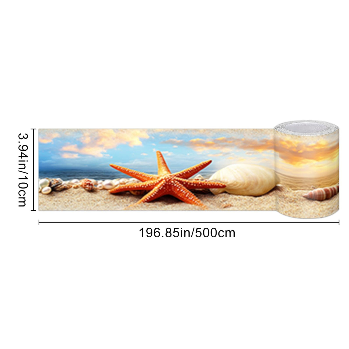 LinkMejor Peel and Stick Wallpaper Border 4x196in Beach Shore Pattern