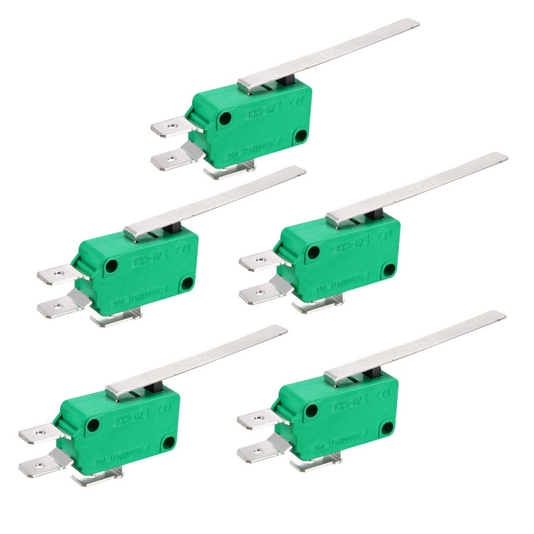 5PCS KW3-OZ 16A 125/250VAC Long Straight Hinge Lever Type SPDT NO NC Micro Limit Switches