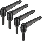 M10 x 30mm Handle Adjustable Clamping Lever Thread Push Button Ratchet Male Threaded Stud Knobs Locking Rotating Screw Handles Quick Release Bolt Black 4pcs