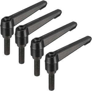 M10 x 30mm Handle Adjustable Clamping Lever Thread Push Button Ratchet Male Threaded Stud Knobs Locking Rotating Screw Handles Quick Release Bolt Black 4pcs
