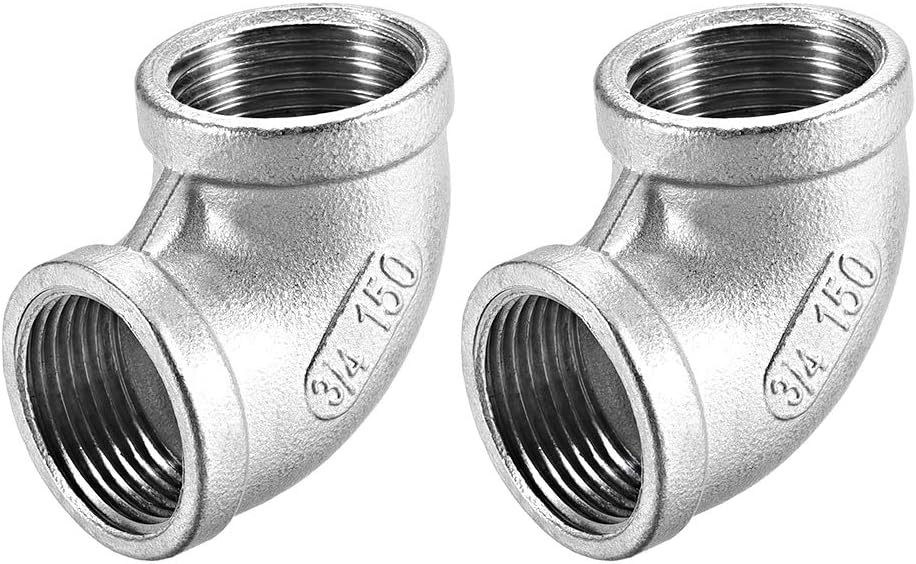 Stainless Steel 304 Cast Pipe Fitting 90 Degree Elbow 3/4 BSPT Female X 3/4 BSPT Female Thread 2pcs