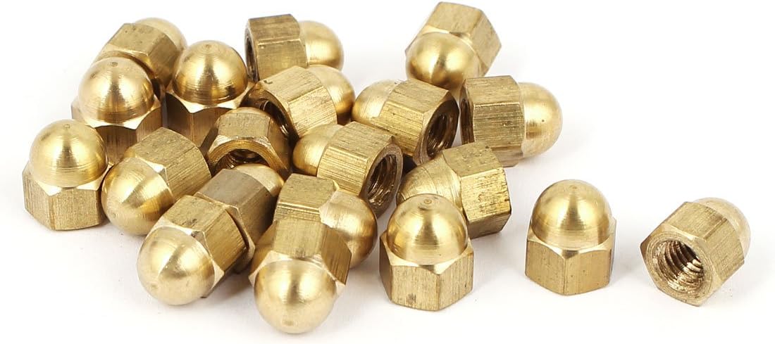 Hex Cap Nuts - 20Pcs M5 Dome Nuts Brass Hexagon Decorative Cap Nut for Screws Bolts Brass Tone