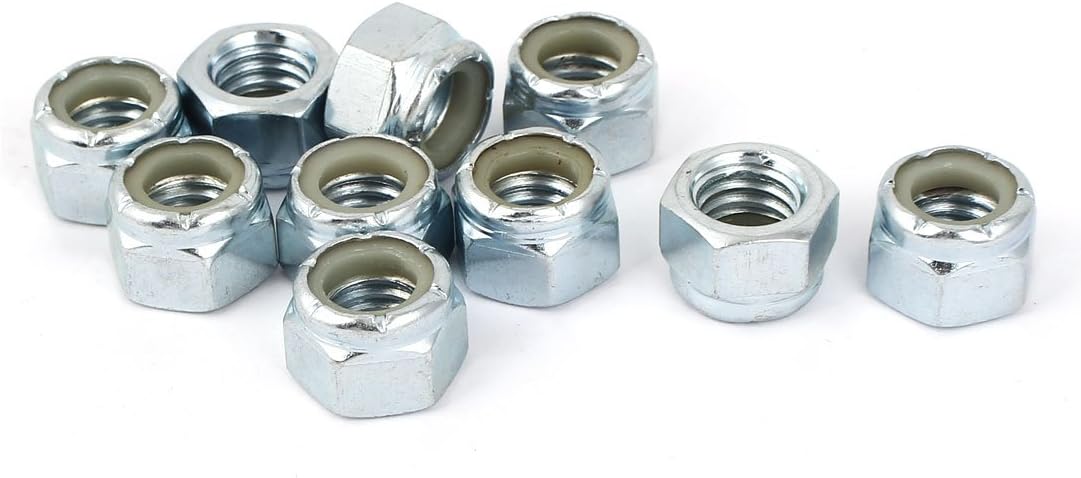 7/16 inch-14 Zinc Plated Hex Lock Nuts Silver Tone 10pcs