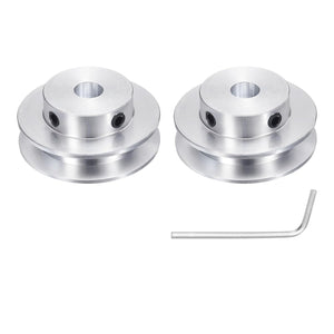2Pcs Single Groove Pulley, 8mm Fixed Bore 40mm Outer Diameter Aluminum Alloy Mechanical Belt Pulley with Hex Wrench for 6mm PU Round Belt