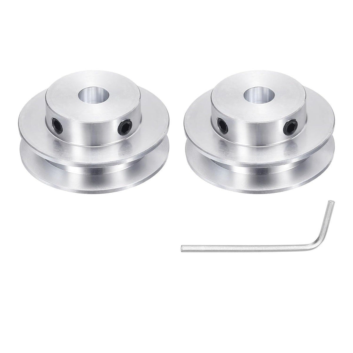 2Pcs Single Groove Pulley, 8mm Fixed Bore 40mm Outer Diameter Aluminum Alloy Mechanical Belt Pulley with Hex Wrench for 6mm PU Round Belt