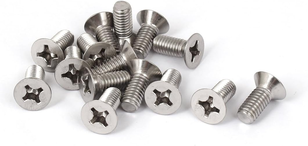 M6x14mm 316 Stainless Steel Phillips Machine Screws Bolts Silver Tone 15 Pcs