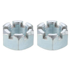 2Pcs 7/8"-14UNF Hexagon Slotted Nut, Grade 6.8 Zinc Plated Hex Castle Nuts, Silver