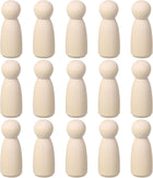 15 Pack Wood Peg, 3 Inch Girl-Shape Wooden Peg People, Unfinished Wooden Peg People Bodies Figures for DIY Art Crafts Painting