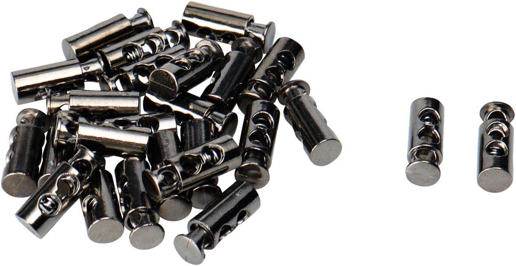 LinkMejor 40pcs Spring Cord Locks Plastic End Stopper Double Holes Toggle Fastener Rope End for Shoelaces, Tent, Tie-Downs