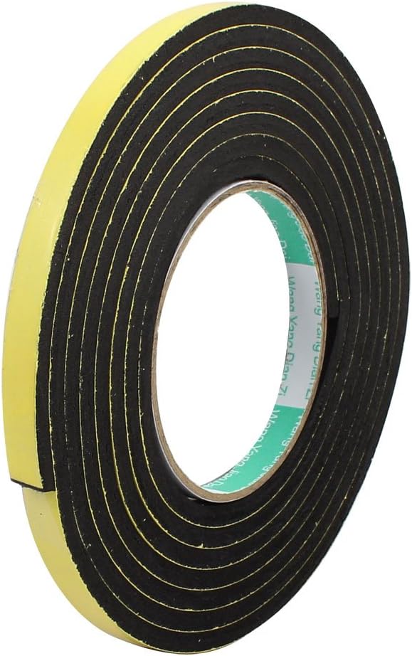 3Meter 10mm x 5mm Single-Side Adhesive Shockproof Sponge Foam Tape Yellow Black