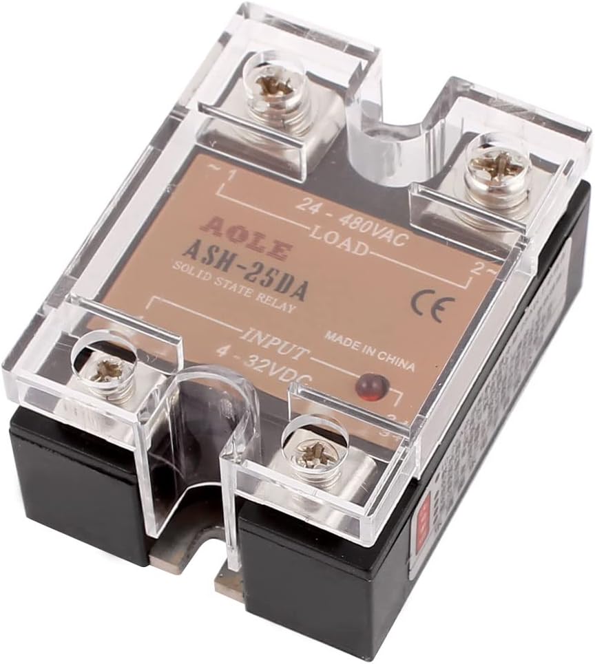 ASH-25DA Solid State Relay 4-32VDC to 24-480VAC 25A Single Phase SSR DC to AC Relay