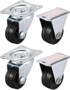 1 Inch Casters Wheels Rubber Top Plate Mounted Swivel Fixed Caster Wheel, 33lb Total Capacity, 4 Pcs (2 Pcs Swivel, 2 Pcs Fixed)