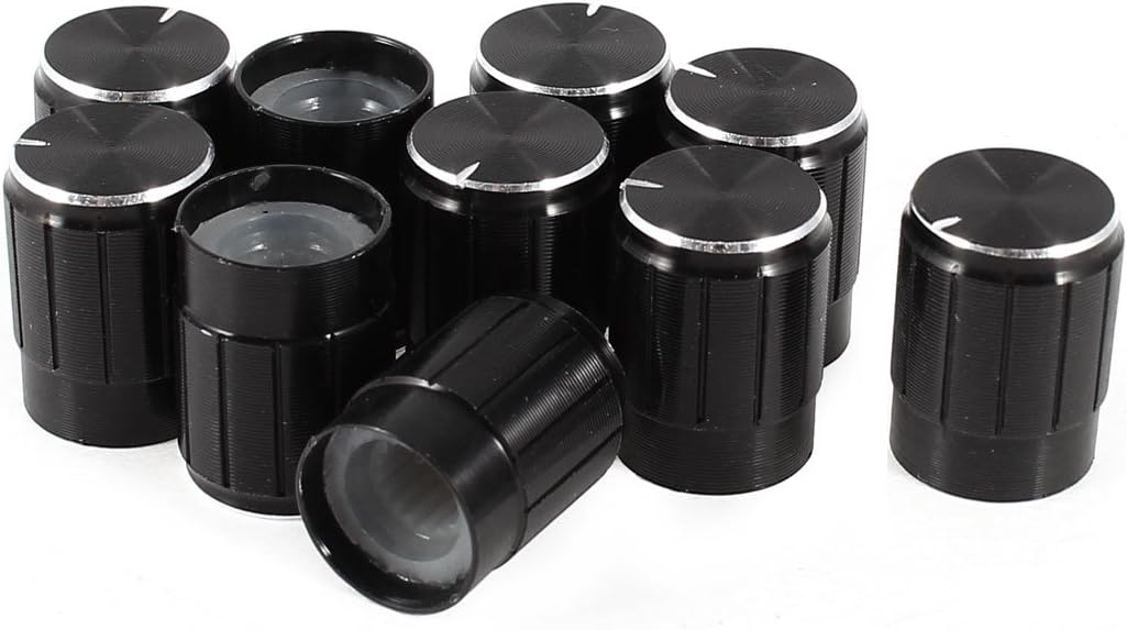 10 Pcs Black 6mm Knurled Dia. Potentiometer Control Knobs 13mmx17mm