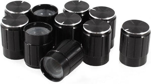 10 Pcs Black 6mm Knurled Dia. Potentiometer Control Knobs 13mmx17mm