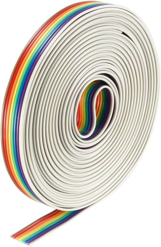 LinkMejor Flat Ribbon Cable 8P Rainbow IDC Wire 1.27mm Pitch 5m Long