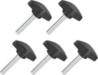 5Pcs Tee Wing Knobs Thumb Screws, M6 x 35mm Clamping Screw Knob Male Thread Carbon Steel T Shaped Thumb Screws Handle 36mm Dia. for Hand Tightening Knob Replacement, Black