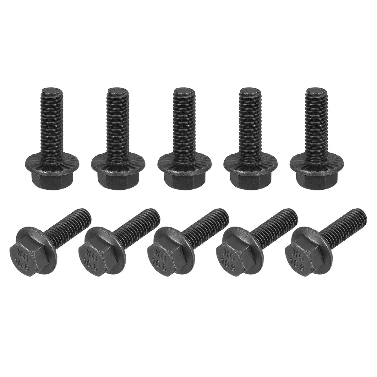 M5-0.8x16mm Hex Serrated Flange Bolts 10.9 Grade Carbon Steel Screws 25pcs