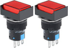 2Pcs 16mm Latching Push Button Switch Red Rectangular Button DPST 1 No 1 NC