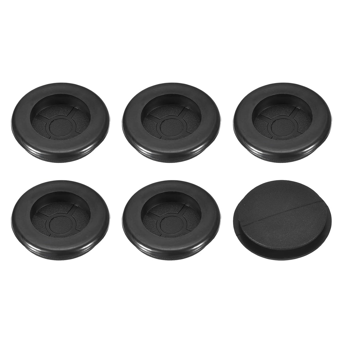 6Pcs Rubber Grommets 1-1/8" (30mm) Drill Hole, 1" (26mm) ID Single Sided Hole Plugs Ring Gasket for Firewall Cable Wire Protecting, Black