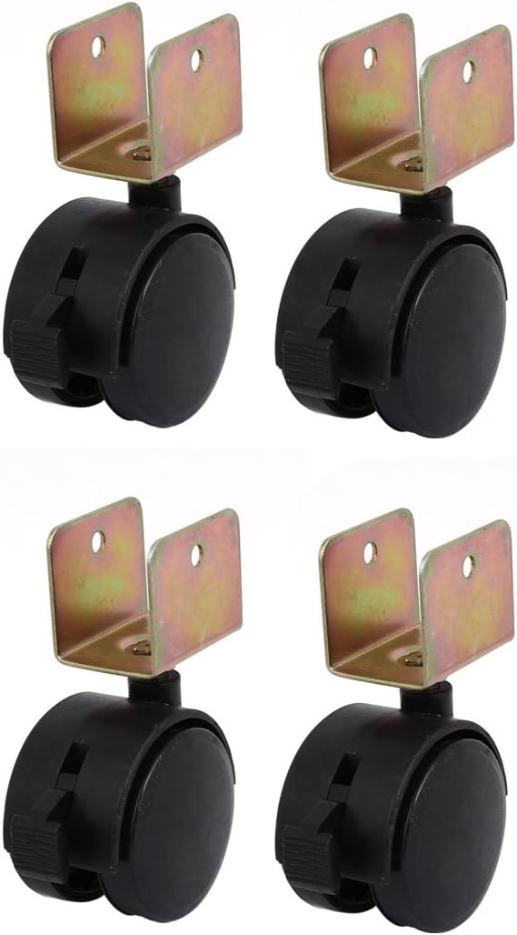 4pcs 20mm U Bracket Swivel Caster Wheel Black w Brake Replacement