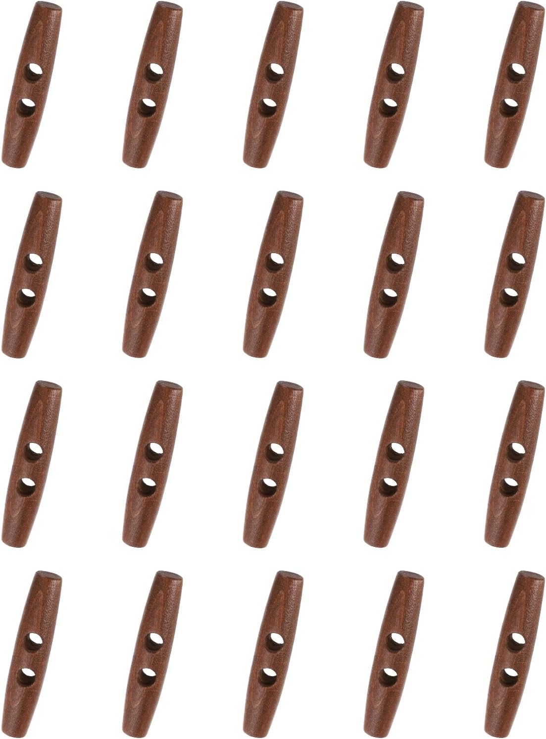 20 Pcs Wood Sewing Toggle Buttons, 80mm/3.15" 2 Holes Olive Shape Wood Sewing Horn Toggle Buttons for DIY Coat Clothing Accessories Clothes Decorative, Mahogany Color
