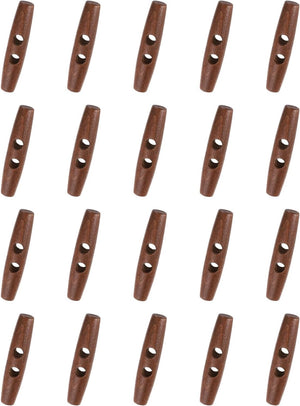 20 Pcs Wood Sewing Toggle Buttons, 80mm/3.15" 2 Holes Olive Shape Wood Sewing Horn Toggle Buttons for DIY Coat Clothing Accessories Clothes Decorative, Mahogany Color