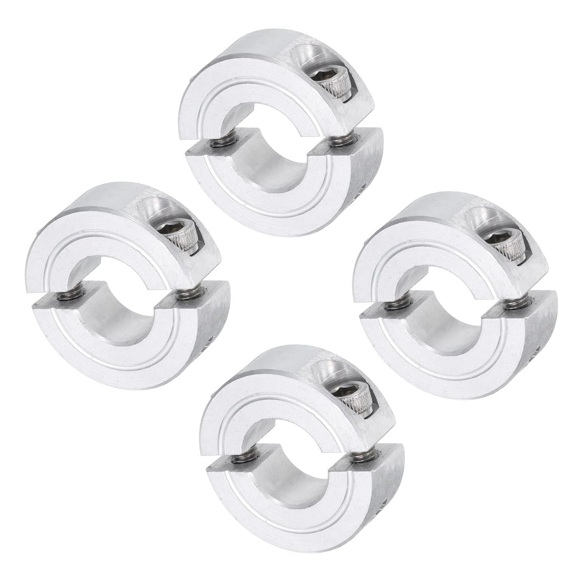 4pcs Double Split Clamp-On Shaft Collar for 1/2" Shaft, Two-Piece Clamping Collar, 1-1/8" OD, 13/32" Thickness, Aluminum Alloy Set Screw Split Collar Clamp